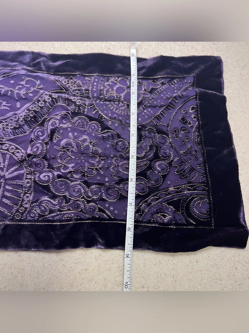 Charter Club Silk Purple Paisley Velvet Burnout Scarf Whimsigoth Witchy